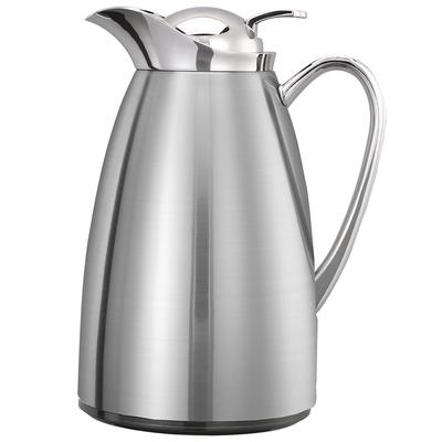 Service Ideas CJZ6BS 20 oz Vacuum Carafe w/ Push Button Lid & Glass Liner - Brushed Stainless, Silver