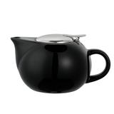 Service Ideas TPC16BL 16 oz Teapot w/ Lid, Infuser Basket, Black Ceramic