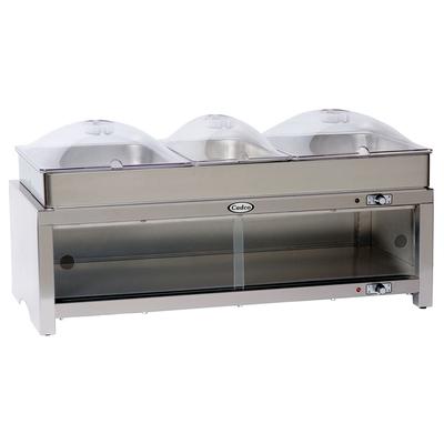 Cadco CMLBCSLP Warming Cabinet w/ Clear Lid, (2) 1/2 Size Pans, (1) 1/3 Size Pans, Silver, 120 V