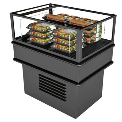 Structural Concepts MI36R 74 1/8" Mobile Horizontal Island Open Air Cooler w/ (1) Level, 110-120v, Black