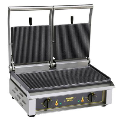 Equipex MAJESTIC G/S Double Commercial Panini Press w/ Cast Iron Grooved & Smooth Plates, 208-240v/1ph, Grooved Top Plates, Smooth Bottom Plates, Stainless Steel