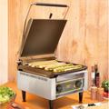 Equipex PANINI XL Sodir-Roller Grill Single Commercial Panini Press w/ Cast Iron Grooved & Smooth Plates, 208-240v/1ph, Grooved Cast Iron Plates, 14" x 14" Cooking Surface, Stainless Steel