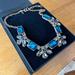 J. Crew Jewelry | J. Crew Statement Necklace Smoked Rhinestone And Teal Blue Gems 18” | Color: Blue | Size: Os