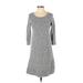Ann Taylor LOFT Casual Dress - A-Line Scoop Neck 3/4 sleeves: Black Color Block Dresses - Women's Size X-Small