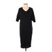 ASOS Casual Dress - Midi V Neck Short sleeves: Black Print Dresses - Women's Size 4