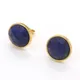 Boucles d'Oreilles Lapis Lazuli en Or Jaune Clair pour Femme Perles de Carillon Section Ronde