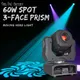 Mini spot LED à tête mobile prisme à 3 faces effet rotatif 60W haute qualité fête DJ mariage