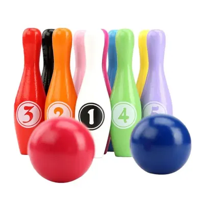 Jeu de Bowling en bois de 12 couleurs pièces/ensemble 10 broches 2 boules accessoires de sport