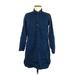 Old Navy Casual Dress - Shift Collared 3/4 sleeves: Blue Print Dresses - Women's Size Small