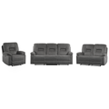 Sofa Set Grau Samt Elektrisch Verstellbar mit LED-Beleuchtung USB-Anschluss Relaxfunktion Modern Inustriell Sitzgruppe 3-teilig Wohnzimmer Büro