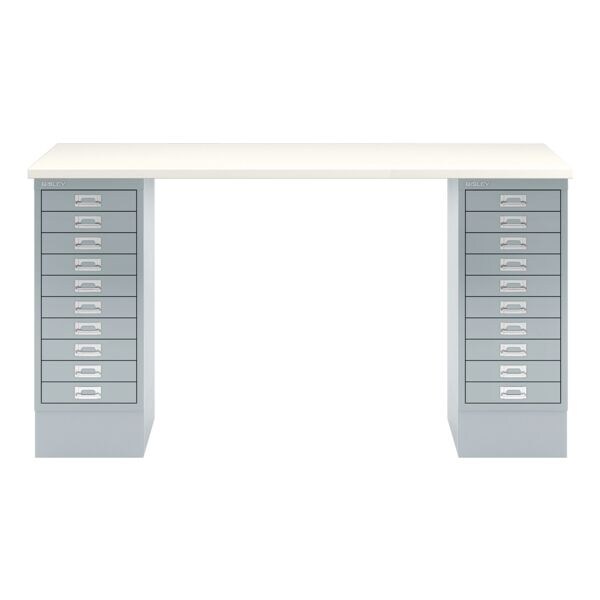 Bisley Schreibtisch »MultiRange« weiße Platte mit 20 Schubladen grau, 140x74x60 cm