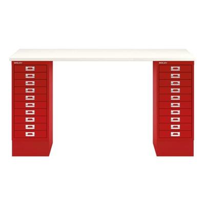 Bisley Schreibtisch »MultiRange« weiße Platte mit 20 Schubladen rot, 140x74x60 cm Image