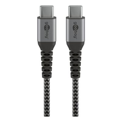 Ladekabel USB-C auf USB-C - Textilkabel grau, goobay