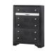 51 Inch 5 Drawer Contemporary Chest with Jewelry Tray, Black