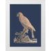 Edwards 25x32 White Modern Wood Framed Museum Art Print Titled - Rose Gold Foil Parrot II on Imperial Blue