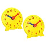 Uxcell 4 inch Teaching Clock Tell Time Analog Demonstration Clock 12 Hour 2 Pointers Yellow 2 Pack