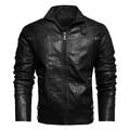 Snow Rain Mens Leather Jackets Autumn And Winter PU Leather Jacket Stand Collar With Velvet And Thick Motorcycle Men Jacket Leather Winter Winter Men Clothes Young Way Jacket Men Lightweight Jackets