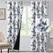 Goory Blackout Window Curtain Thermal Insulated Darkening Drapes Grommet Simple Windows Curtains Energy Efficient Classic Floral Print Gray Water Blue 2Pc-W:52 x H:84