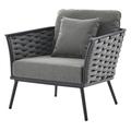 Lounge Chair Armchair Grey Gray Aluminum Metal Steel Modern Contemporary Outdoor Patio Balcony Cafe Bistro Garden Furniture Hotel Hospitality