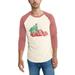 Ma Croix Mens Christmas Holiday Green Red Truck with Holiday Tree 3/4 Raglan Digitally Printed Classic Baseball Style Tee Shirts