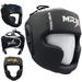 MRX Professional MMA Men Training Head Guard Judo Sparring Headgear Kickboxing Wrestling Boxing Helmet Protection for Face Forehead Ear Extra Thick Padded Cage Fighting Head Gear Black Silver L/XL