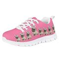 Pzuqiu Pug Dog Big Kids Tennis Shoes for Girls Size 4 Breathable Kids Pink Sneakers Lightweight Running Shoes Animal Print