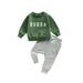 Toddler Baby Boy Fall Winter Clothes Letter Print Crewneck Sweatshirt Top Pants Sweatsuit Cute Little Boy Casual Outfit