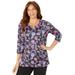 Plus Size Women's Wrap Front Top by Catherines in Black Paisley Floral (Size 4X)
