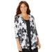 Plus Size Women's Cardigan and Tank Duet by Catherines in Black Tropical Foliage (Size 3X)