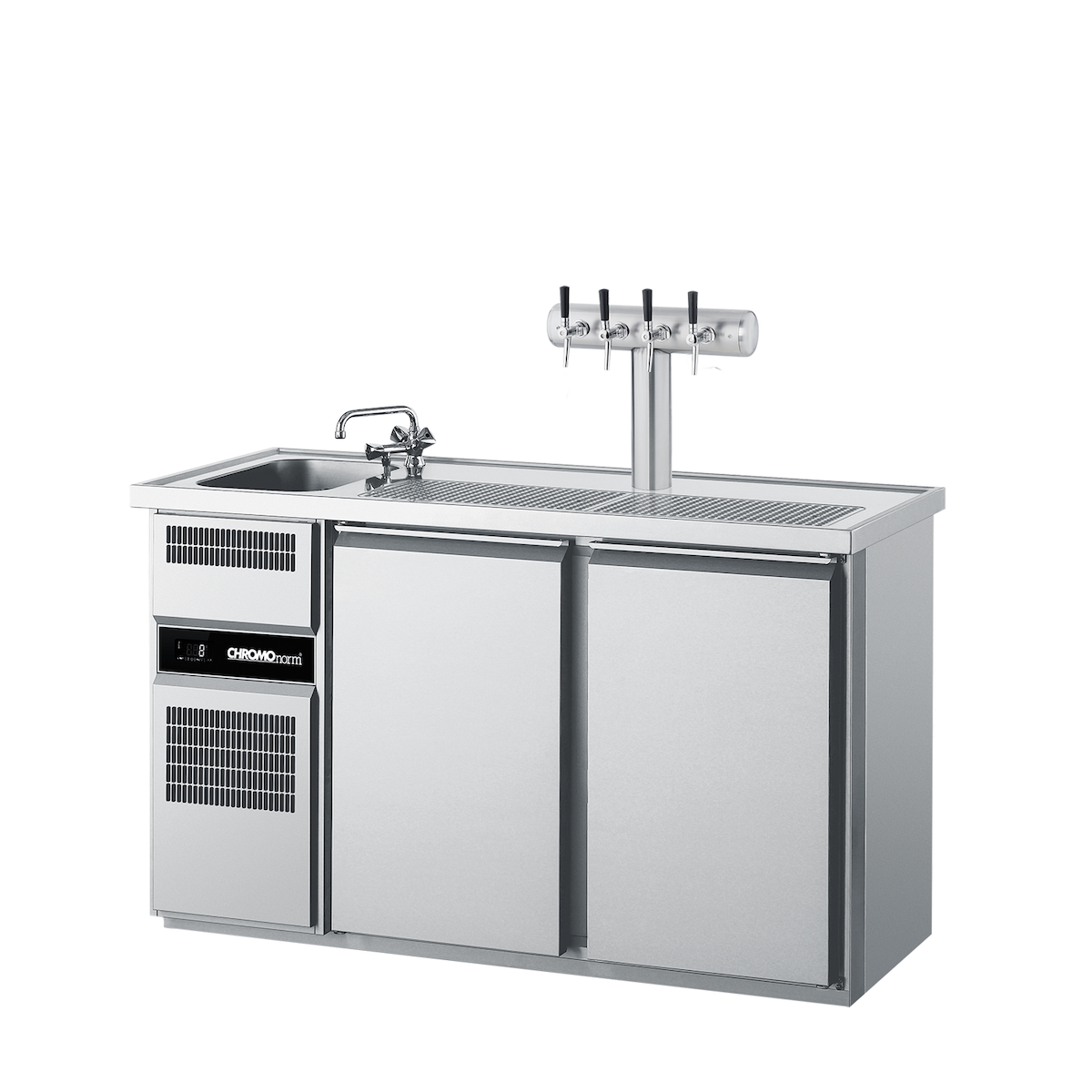 CHROMOnorm Getränketheke mit einem Becken links und 2 Türen Image