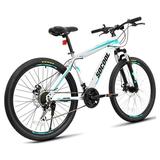 SOCOOL 26 Inch Mountain Bike 21 Speed Bicycle Full Suspension Adult Road City Bike Full Suspension MTB Cycling Road Double Disc Brake for Men Women White&Black&Blue Stripes [US in Stock] TG1280BK
