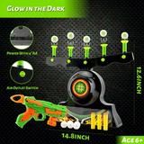 DFITO Shooting Targets for Nerf Guns Shooting Game Glow in The Dark Floating Ball Target Practice Toys for Kids Boys Hover Shot 1 Blaster Toy Gun 10 Soft Foam Balls 3 Darts