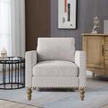 Armchair - Alcott Hill® Alimzhan 30.3" Linen Armchair Linen in White/Brown | 34.3 H x 30.3 W x 31.11 D in | Wayfair