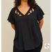 Torrid Tops | Like New Torrid Georgette Cage Front / Cut Out Black Blouse Or Top (Size 3 / 3x) | Color: Black | Size: 3x