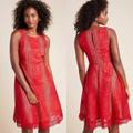 Anthropologie Dresses | Anthropologie Georgia Red Crochet Lace Fit Flare Dress Nwt Size 8 Women Holidays | Color: Red | Size: 8