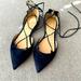 J. Crew Shoes | J. Crew Pointy Blue Suede Flats Ankle Zipper Strappy Tie Size 7 | Color: Blue | Size: 7