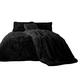 EXQUIZIT HOME Teddy Cuddles Fleece Duvet Quilt Cover Bedding Set With Matching Pillowcase Warm and Cosy Hug & Snug Black Bedding Set King 230cm x 220cm Approximately.