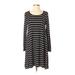 Puella Casual Dress - A-Line Scoop Neck Long sleeves: Black Color Block Dresses - Women's Size X-Small