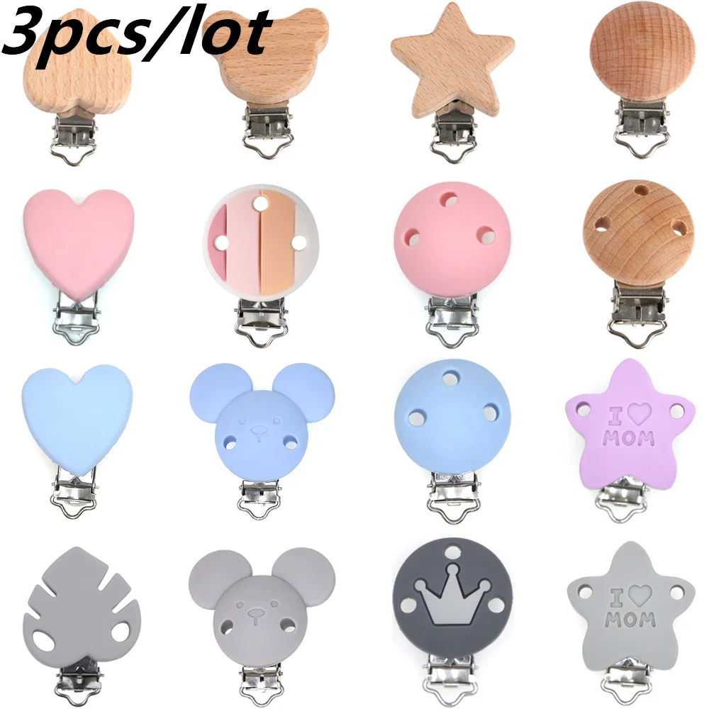 Clips ronds/feuilles/animaux en Silicone/bois, 3 pièces, chaîne de chapeau pour sac de bricolage pour la fabrication de bijoux, accessoires faits à la main