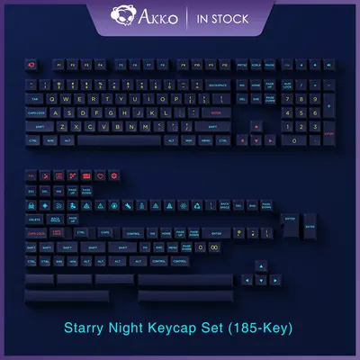 Akko-Ensemble de capuchons de clavier mécanique Starry Night PBT double injection profil OSA 187