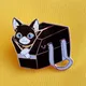 Chat de bande dessinée dans un sac noir broche en émail dur Kawaii mignon noir Kitty Animal broche