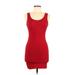 Forever 21 Casual Dress - Bodycon Scoop Neck Sleeveless: Red Print Dresses - Women's Size Small