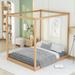 Modern Design Floor Wooden Canopy Platform Bed with Support Legs