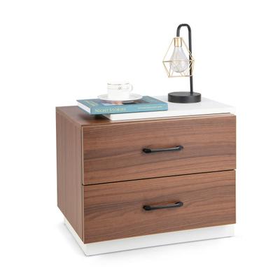 Costway Modern Nightstand with 2 Drawers for Bedro...