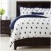 Chanasya 6-Piece Navy White Embroidered Duvet Cover Set