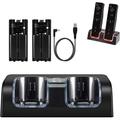Wii Chargers for Nintenndo Wii Remote Controller Wii Charger Dock Station with 2 Rechargeable Batteries and USB Charging Cord Black