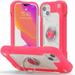 for iPhone 13 Case with Ring Stand Heavy Duty Military Grade Rugged Shockproof Silicone Rubber Magnetic Kickstand Holder Case for Women Girls For iPhone 13 Rose+White