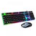 Wired Usb Luminous Game Keyboard And Mouse Computer Mechanical Feel Backlit Keyboard And Mouse Set Installed - Black Keyboard And Mouse Set