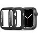 Case Compatible with Apple Watch Series 8 &7 45mm with HD Glass Screen Protector 2 Pack Hard PC Cover Full Coverage Scratch Resistant Protective Touch Sensitive Slim for Apple Watch