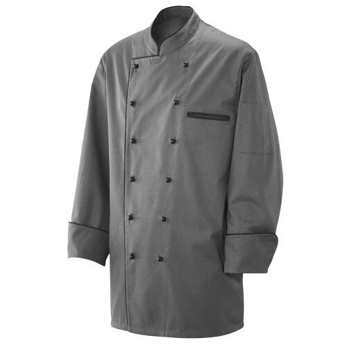 Exner 208 - Kochjacke langarm, Fb. silbergrau, mit Paspel schwarz : silbergrau 65% Polyester 35%Baumwolle 220 g/m² 2XL Image